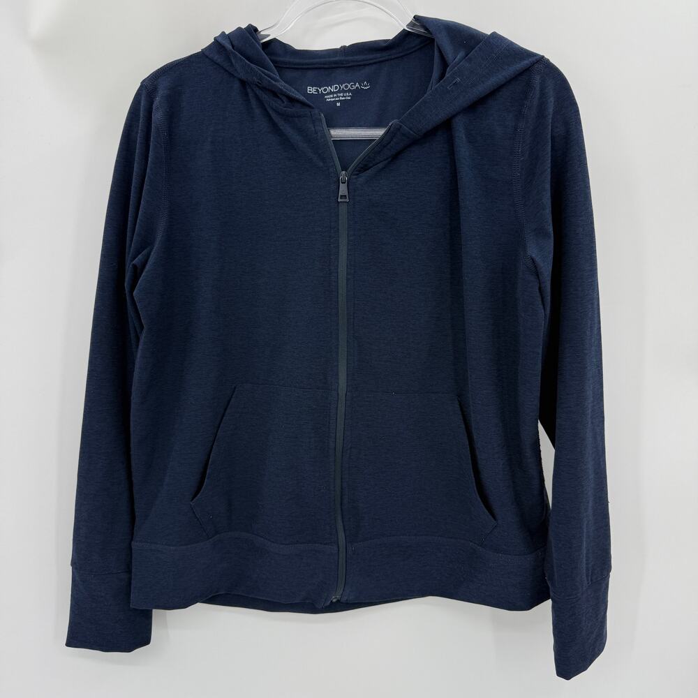 BEYOND YOGA Mens FreeFit Full Zip Hoodie Size M Blue Sweatshirt Soft Stretch